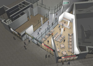 BE Arkitekter, Vanløse. Projektering i forbindelse med ombygning af 3000 kvm tidligere supermarked til butiksarkade